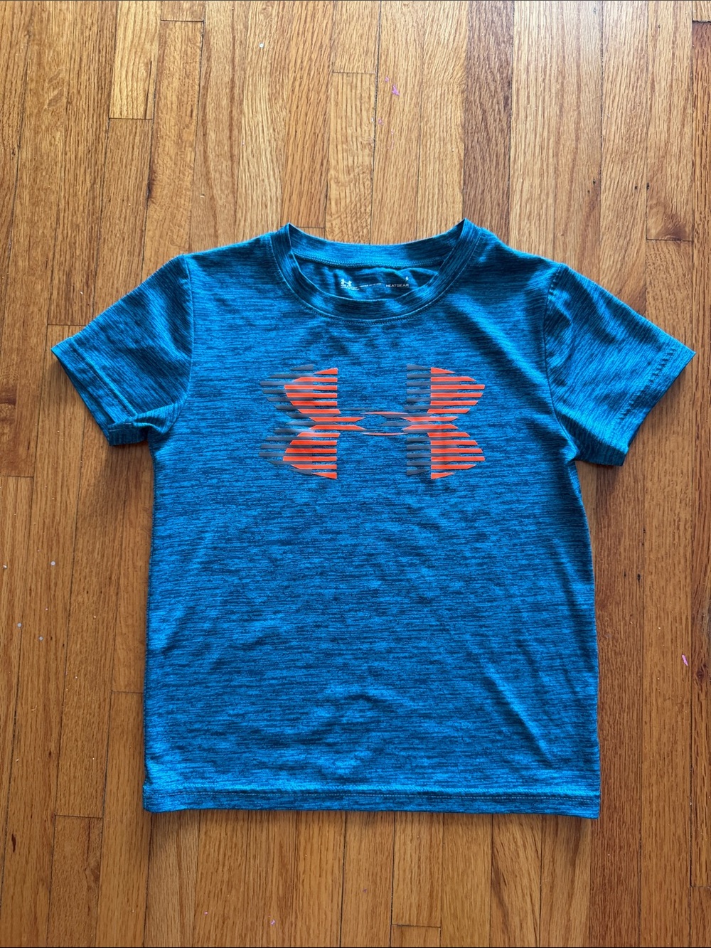 Under Armour Blue Heather Tee with Orange Striped Logo